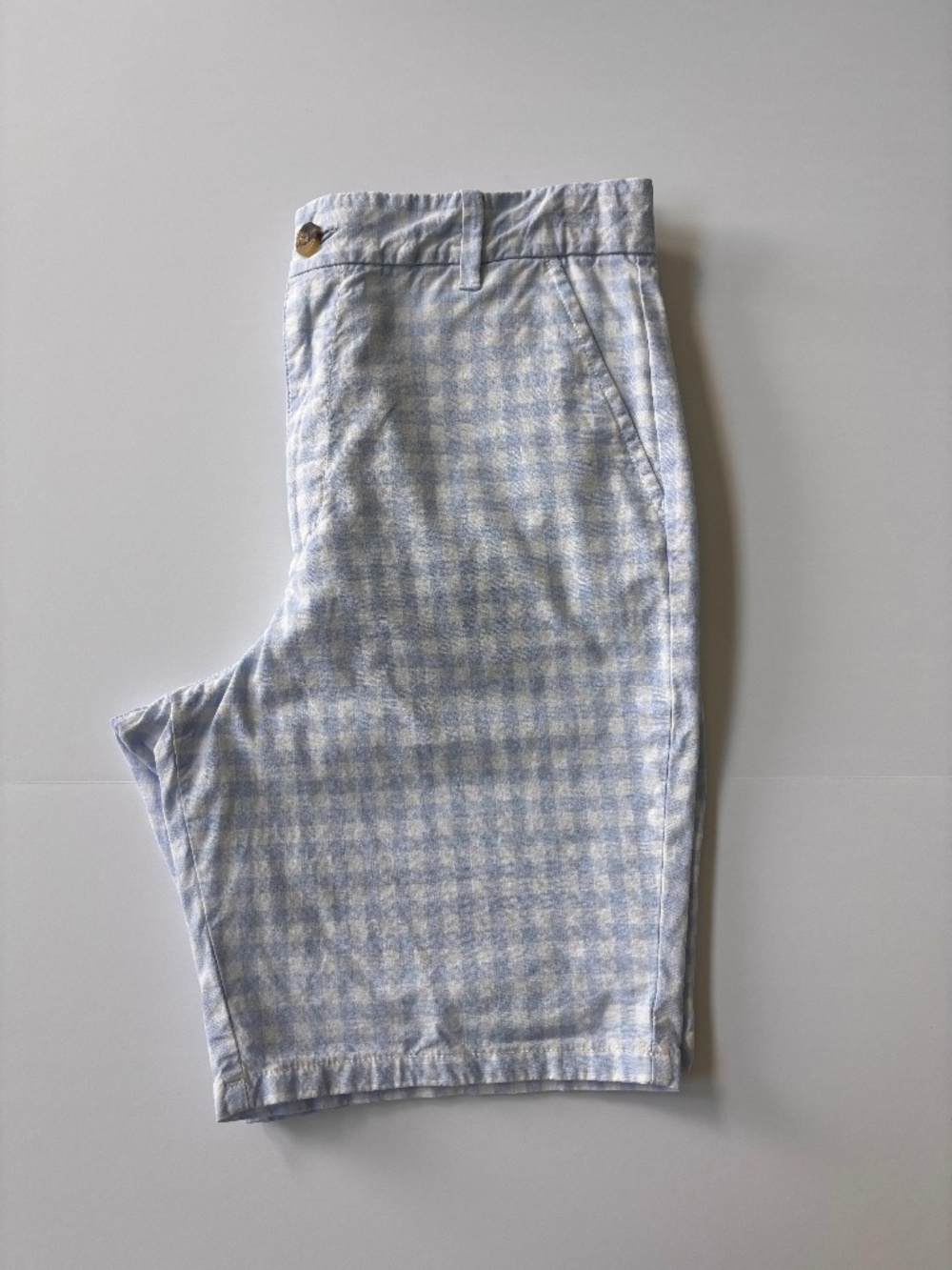 Janie and Jack Boys Blue White Gingham Shorts Size 16 Cotton Chino Classic EUC